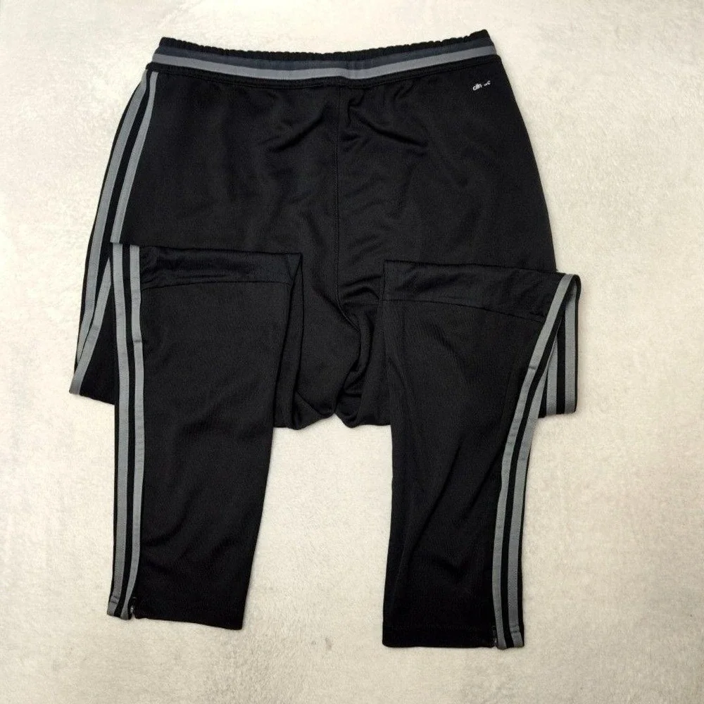 Adidas Track Pants Mens L Black Climalite Slim Tapered Zip Pocket Condivo Soccer